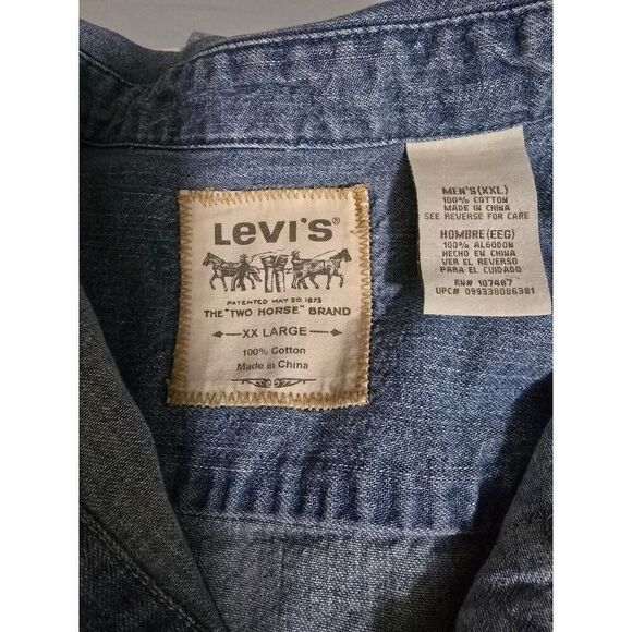 Vintage Levis Denim Button-Down Shirt Mens XX Large - Picture 7 of 9